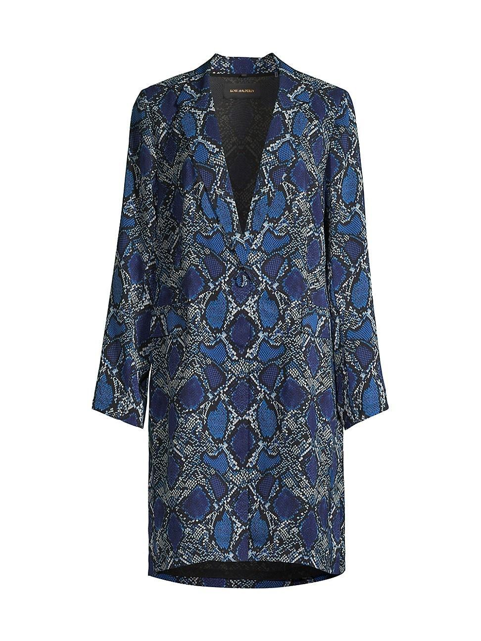 Womens Leah Snakeskin Print Single-Button Overcoat Product Image