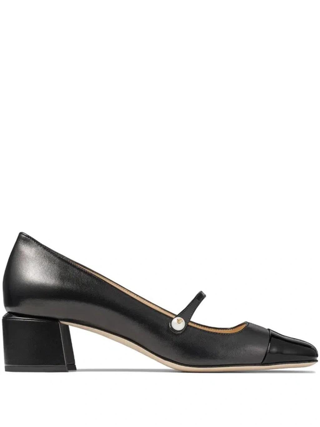 Elisa Block-heel Leather Heeled Courts In Black Product Image