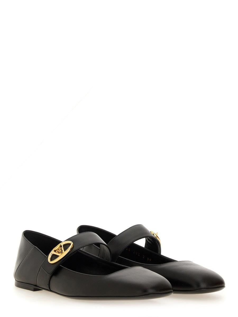 VALENTINO GARAVANI Valentino Vlogo Mary Jane Leather Ballerina Flat In Black Product Image