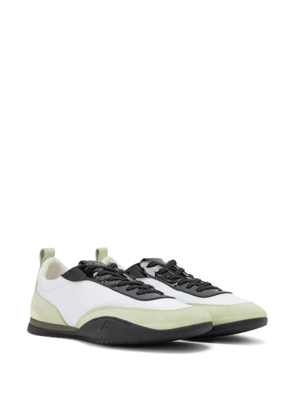 FERRAGAMO Detroit 1 Suede-trimmed Sneakers In Grün Product Image