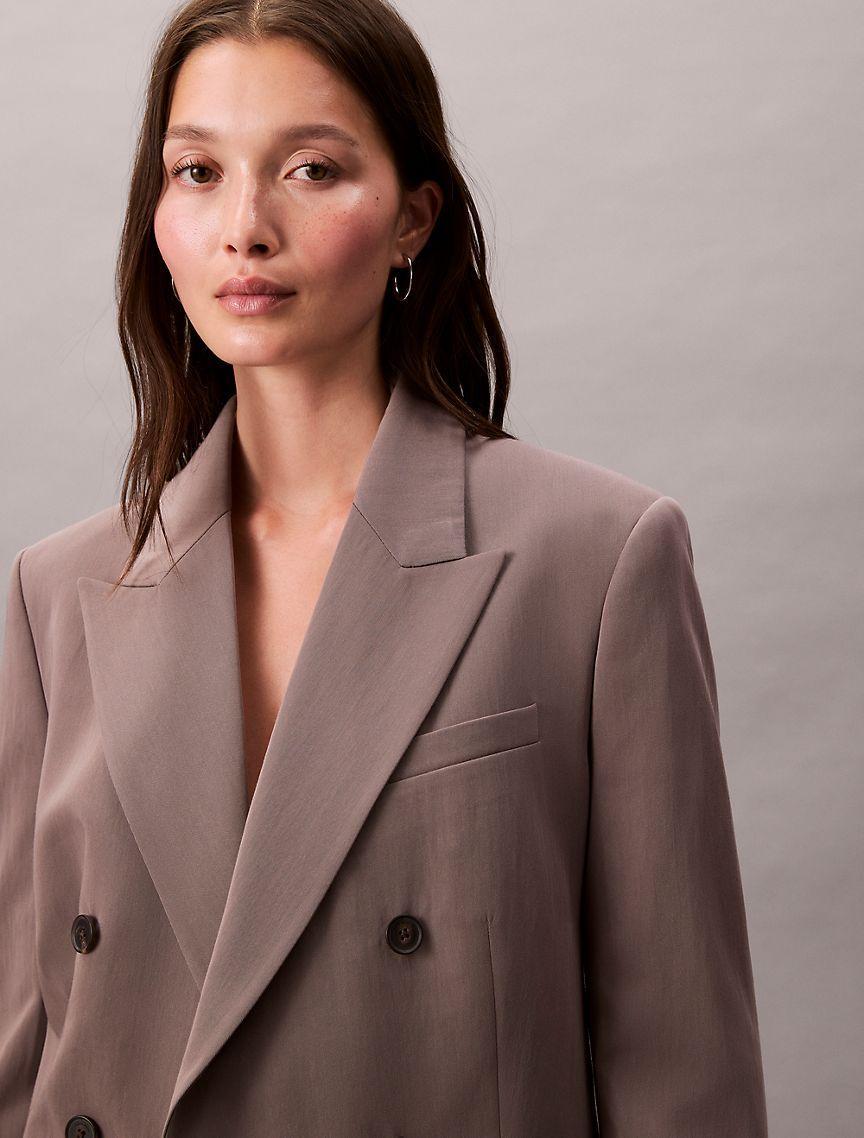 Double-Breasted Wool Gabardine Blend Blazer Product Image