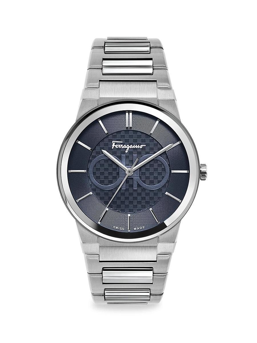 Mens Ferragamo Sapphire Stainless Steel Bracelet Watch Product Image