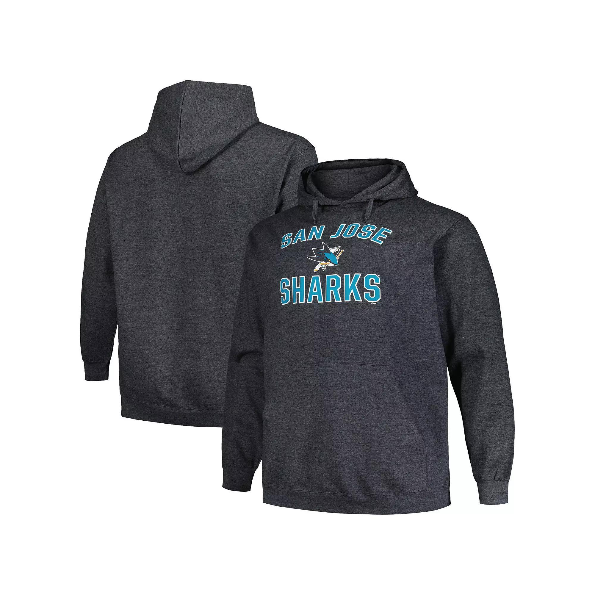 Men's Profile Heather Charcoal San Jose Sharks Big & Tall Arch Over Logo Pullover Hoodie, Size: 3XLT, Sks Charco Product Image