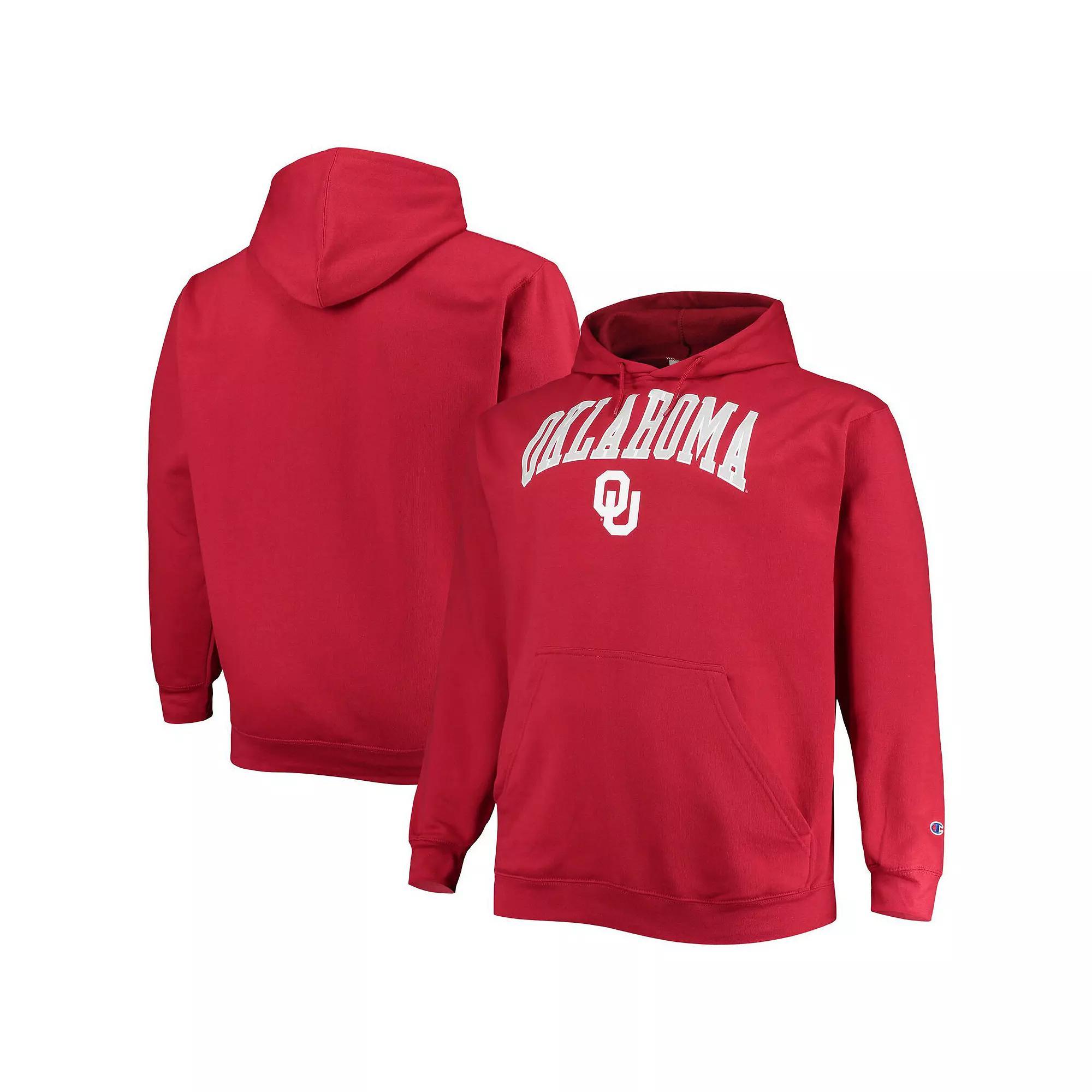 Men's Champion Crimson Oklahoma Sooners Big & Tall Arch Over Logo Powerblend Pullover Hoodie,  Product Image