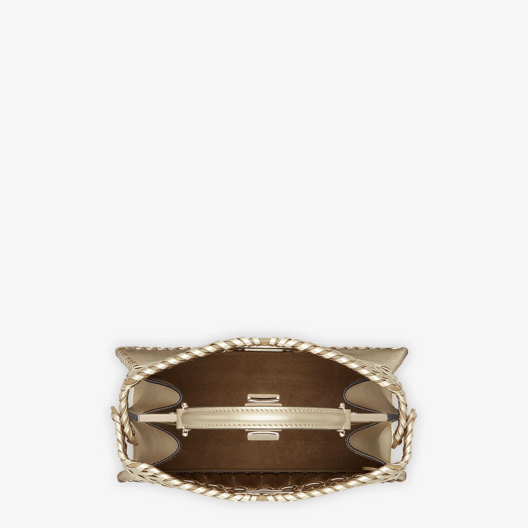 Peekaboo ISeeU SmallChampagne-colored interlaced leather bag Product Image