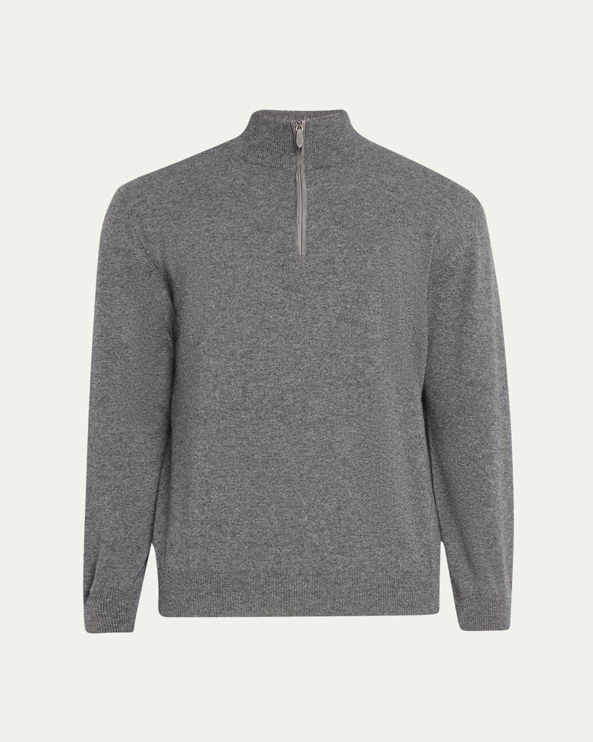 Mens Solid Cashmere Quarter-Zip Sweater Product Image
