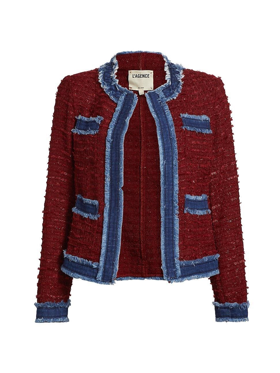 Womens Agnes Tweed Denim Tipped Jacket Product Image