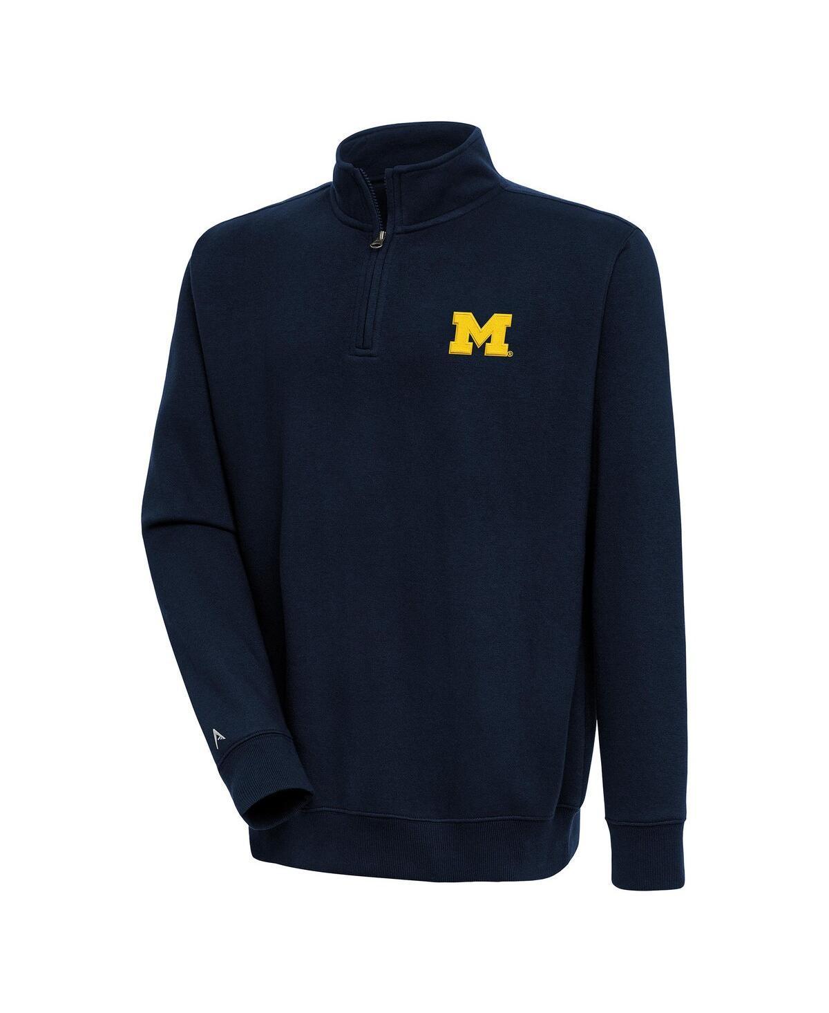 Antigua Mens Navy Michigan Wolverines Victory Quarter-Zip Pullover Top Product Image