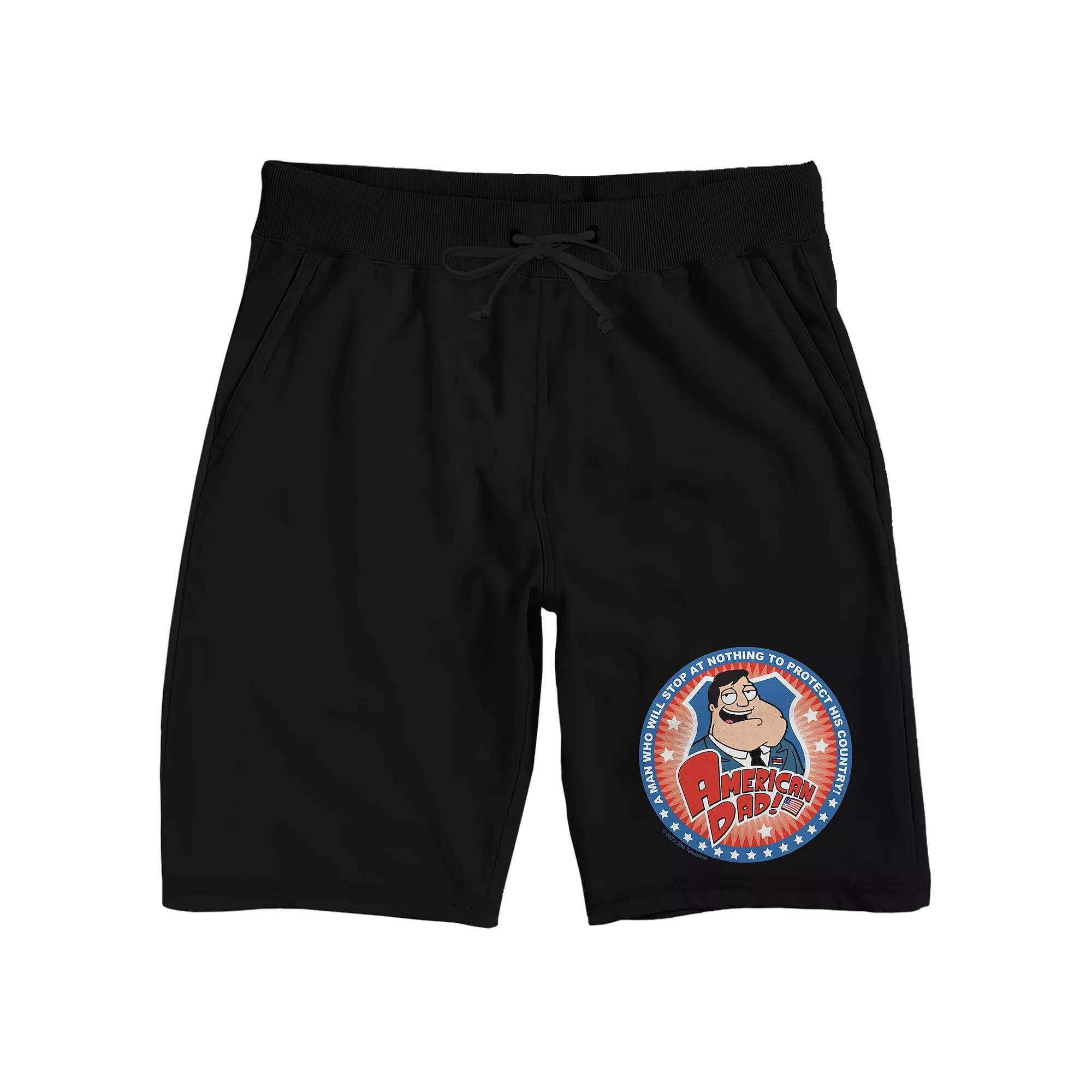 Men's American Dad A Man Who Will Stop At Nothing Sleep Shorts, Size: Small, Black Product Image