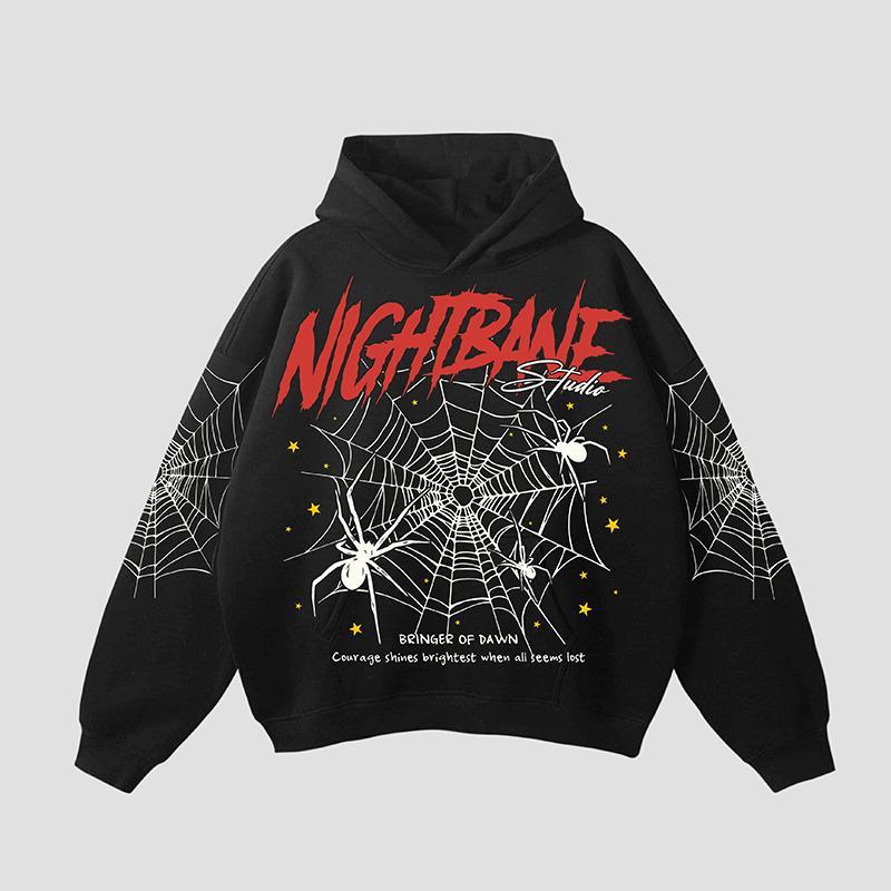 Unisex Men's The Dark Night Bane Spider Web Hell Star Graphic Pocket Hoodie Product Image