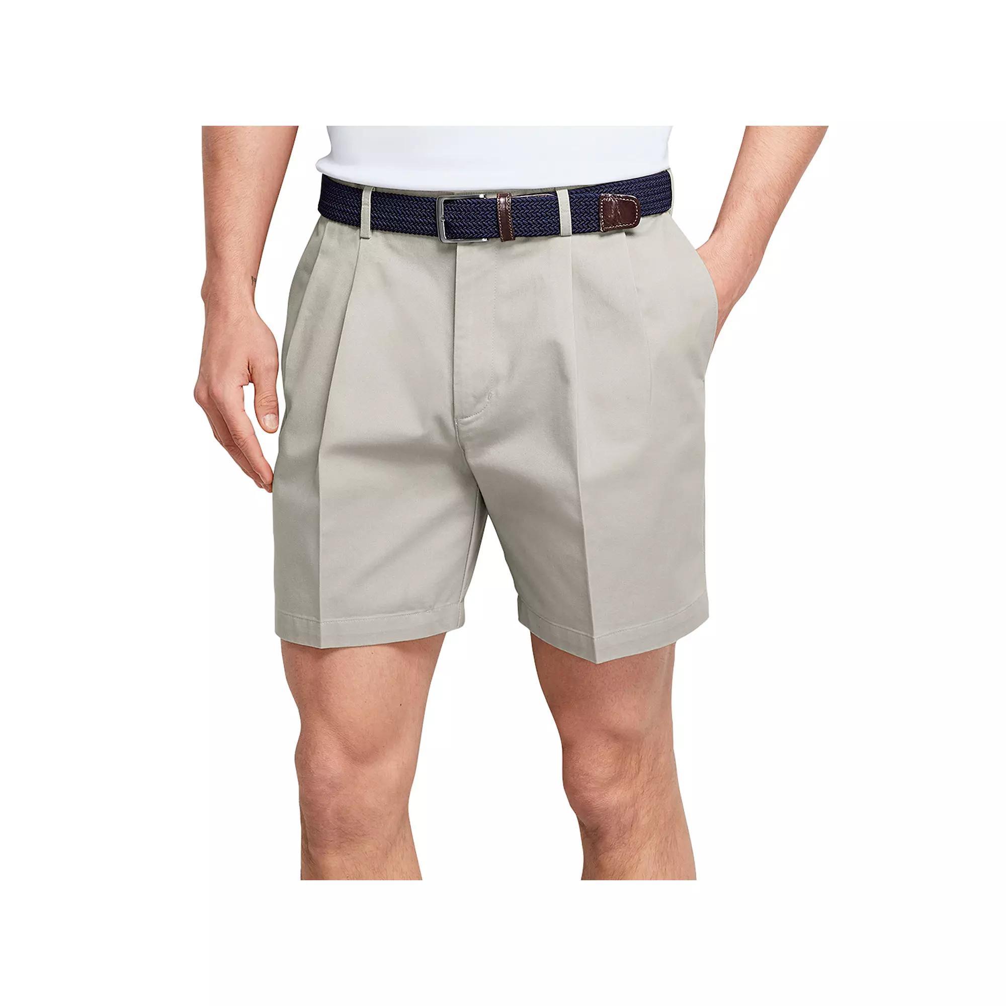 Men's Lands' End Comfort Waist 6-inch No-Iron Pleated Chino Shorts, Size: 38, Green Product Image