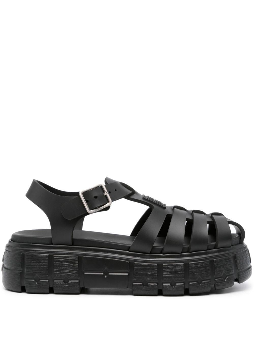 Rubber Sandals With Oversized Sole In Black Product Image