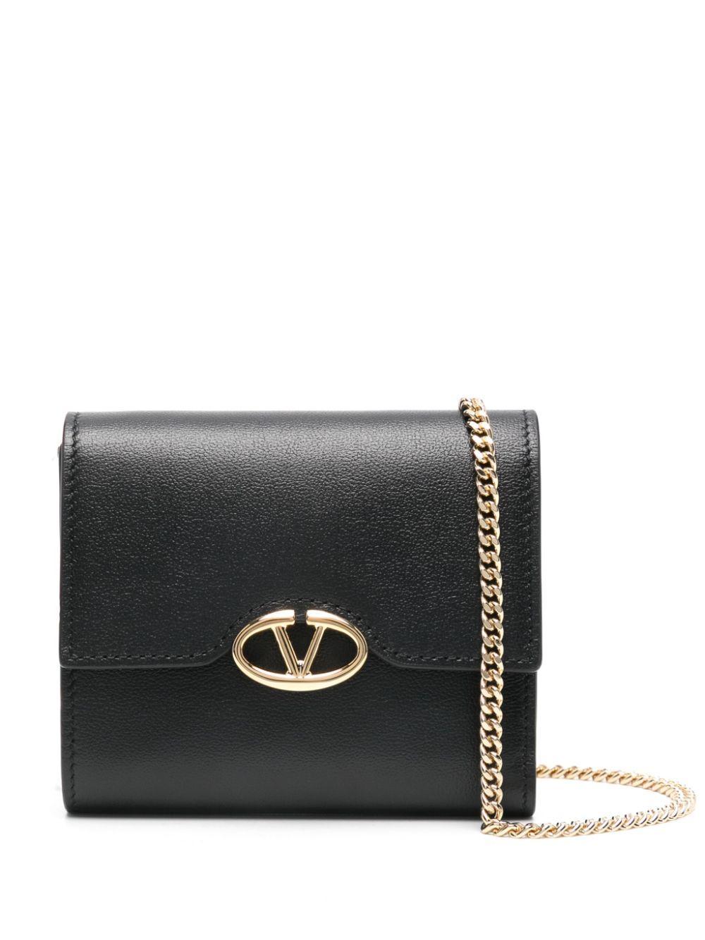 VALENTINO GARAVANI Valentino Vlogo Leather Wallet On Chain In Black Product Image