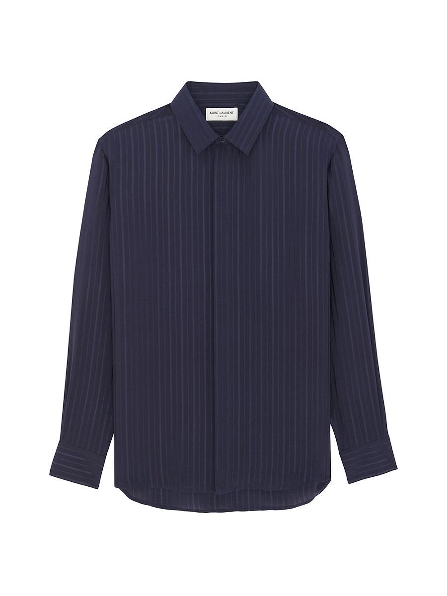 Mens Shirt in Striped Silk Crepe De Chine Product Image