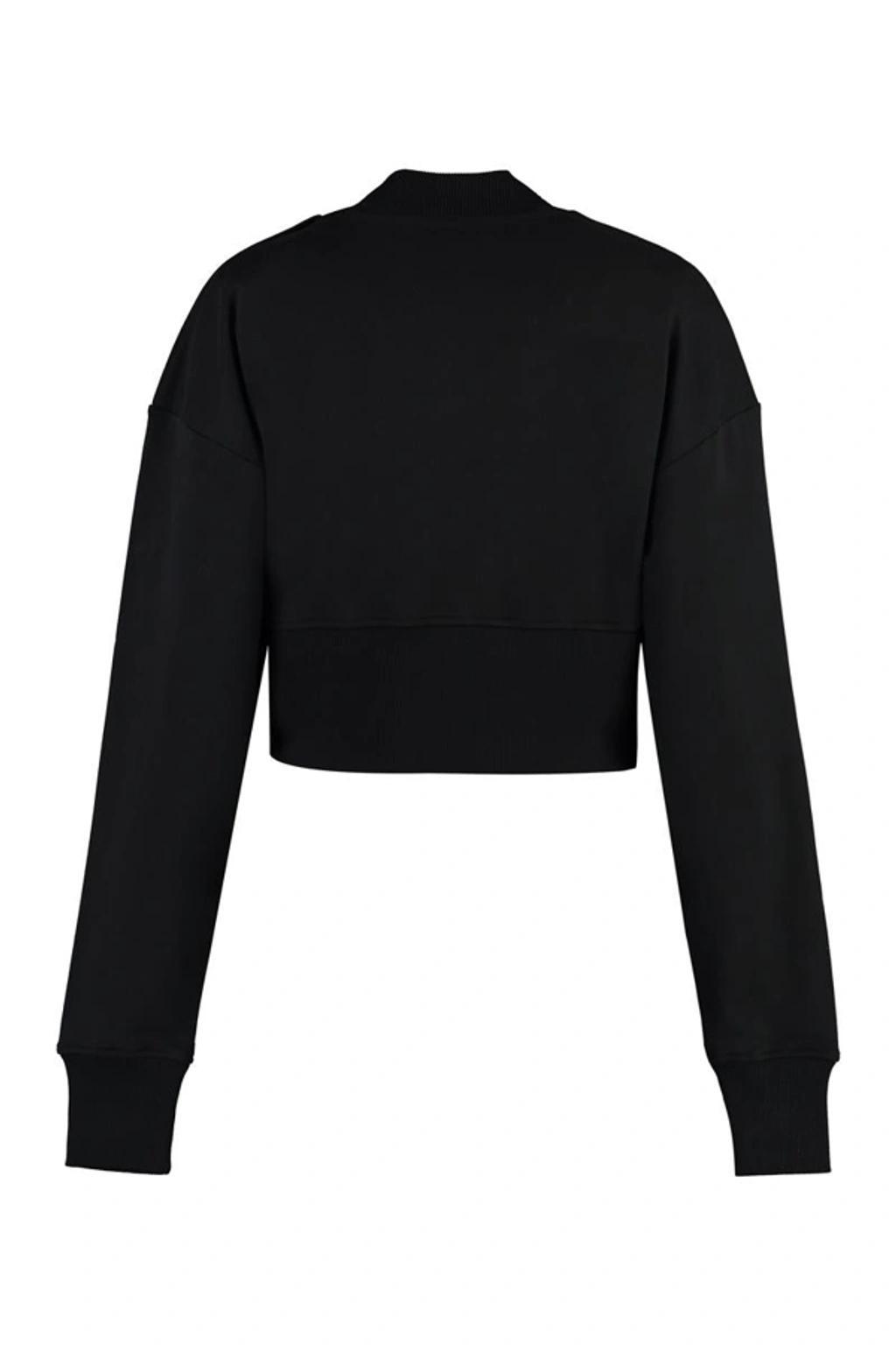 BALMAIN Logo Printed Cropped Sweatshirt In Nero Product Image