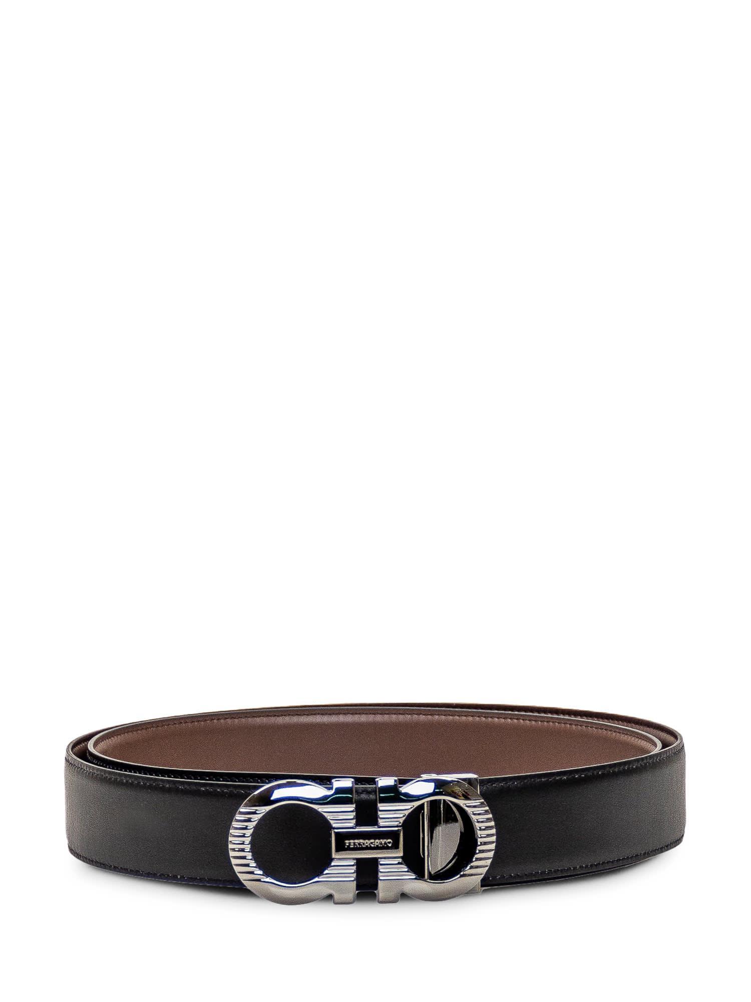 FERRAGAMO Reversible Gancini Belt In Brown Product Image