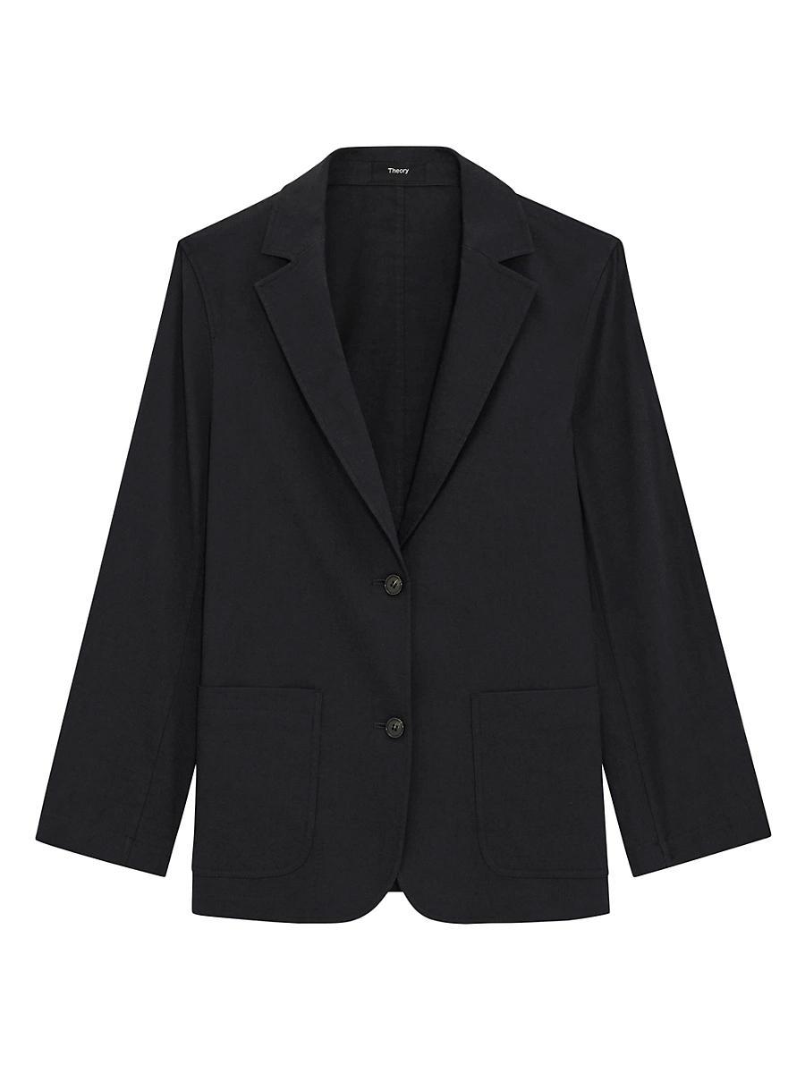 Womens Relaxed Single-Breasted Patch Pocket Jacket Product Image