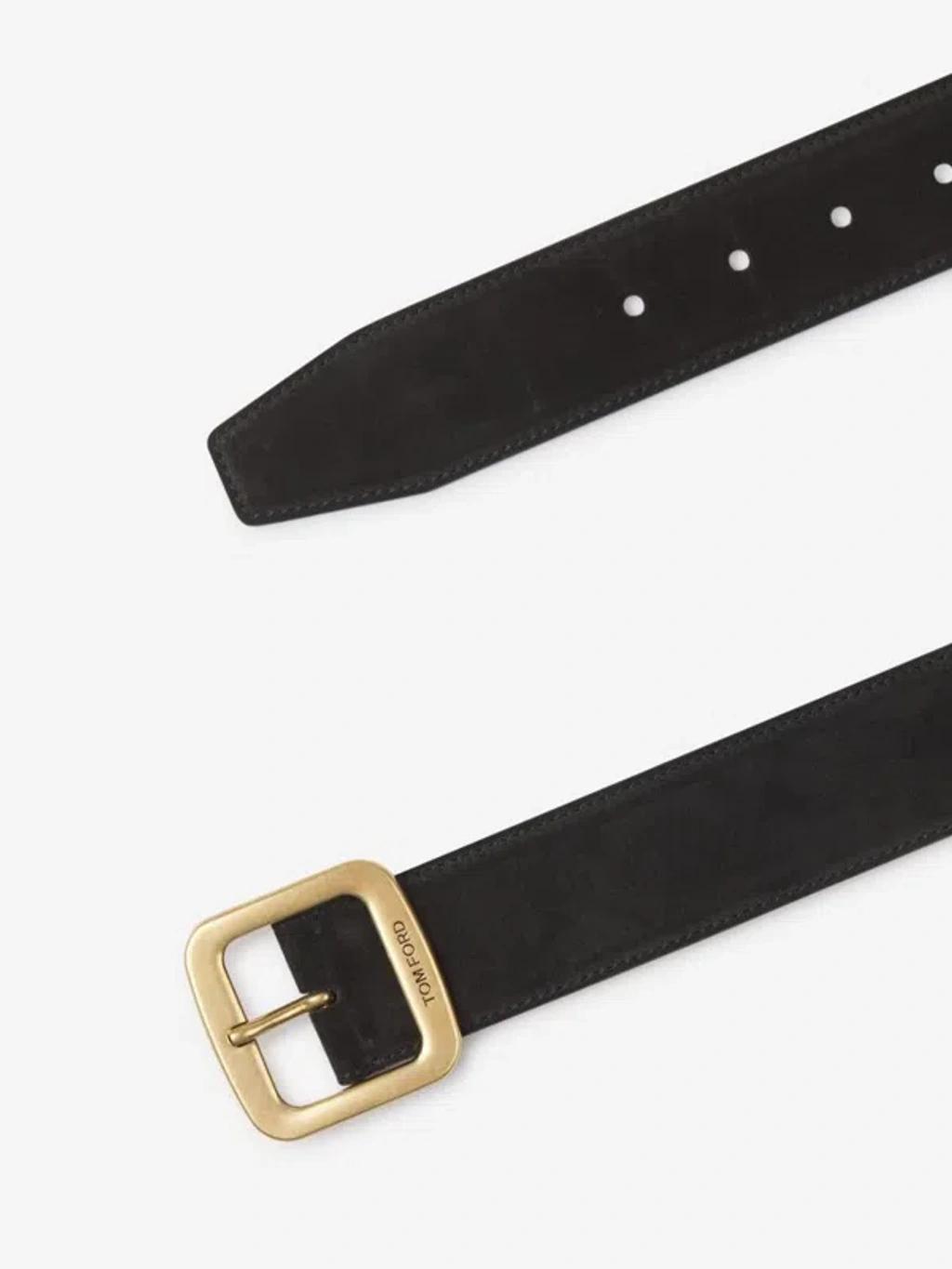 TOM FORD Logo Leather Belt In Black Product Image