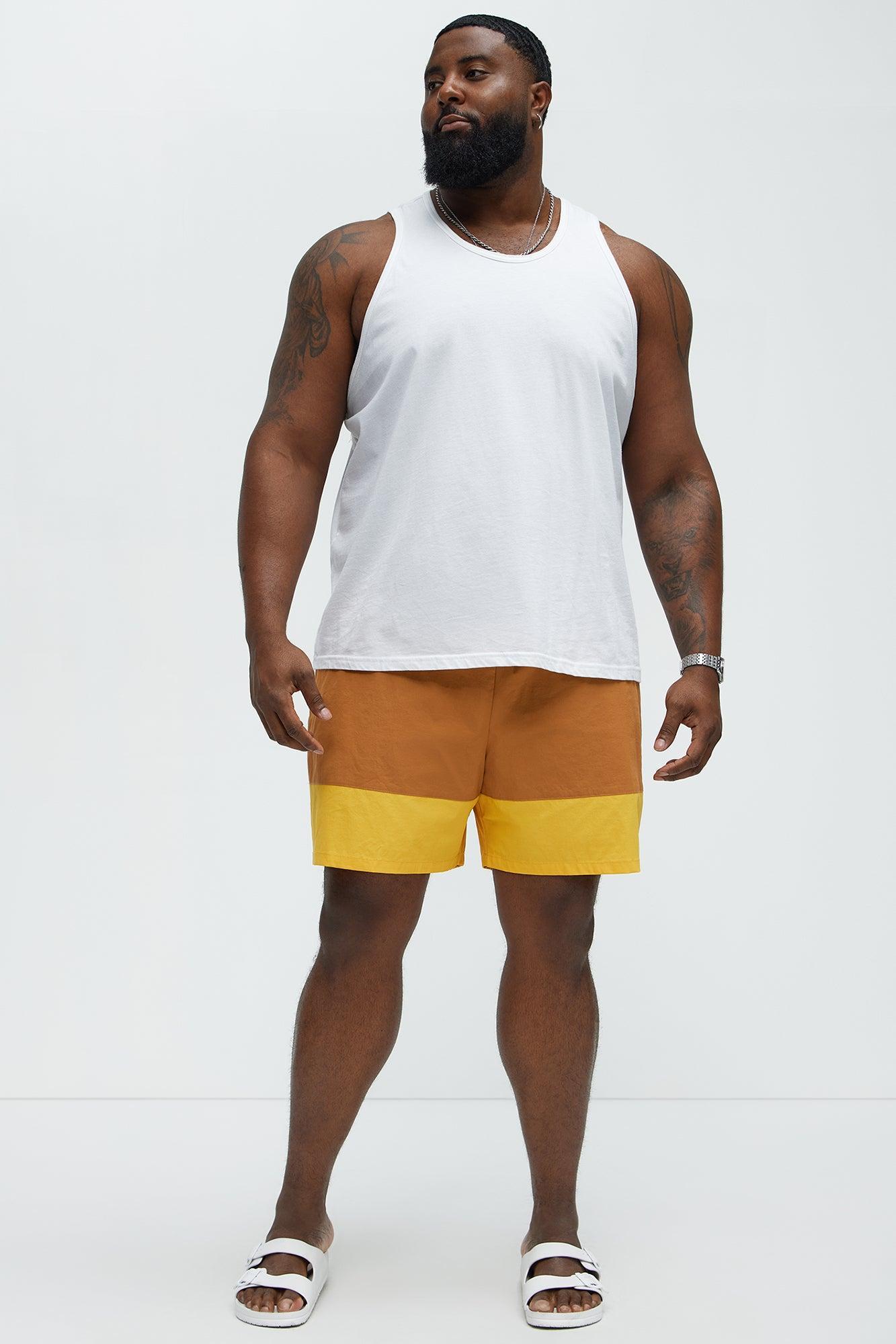 Colorblock Swim Mid Trunk - Mustard/combo Product Image