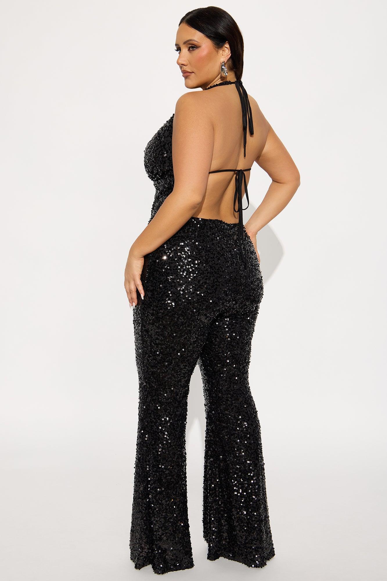 Meet Me On The Dance Floor Sequin Jumpsuit - Black Female Product Image