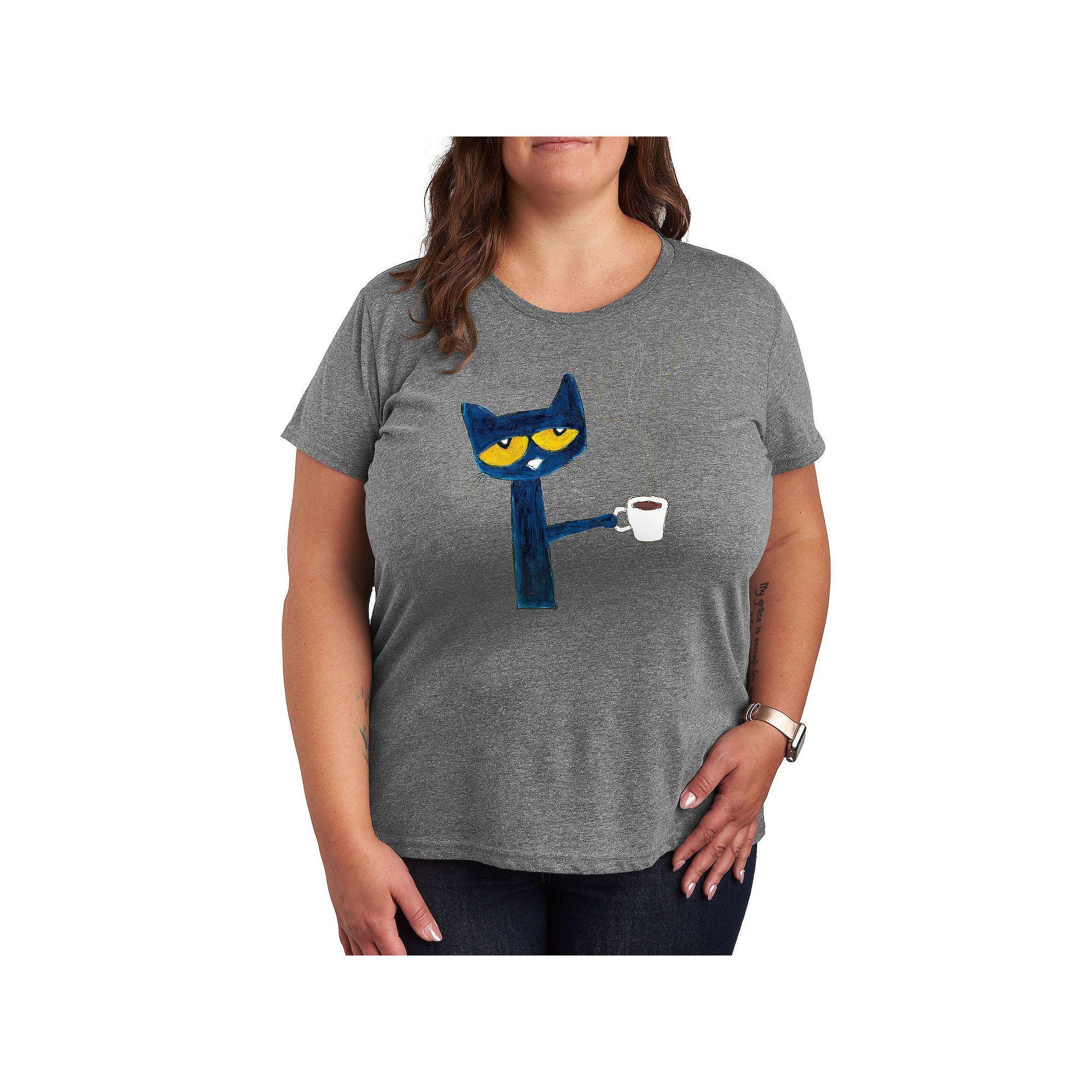 Plus Pete The Cat Coffee Graphic Tee, Women's,  Product Image