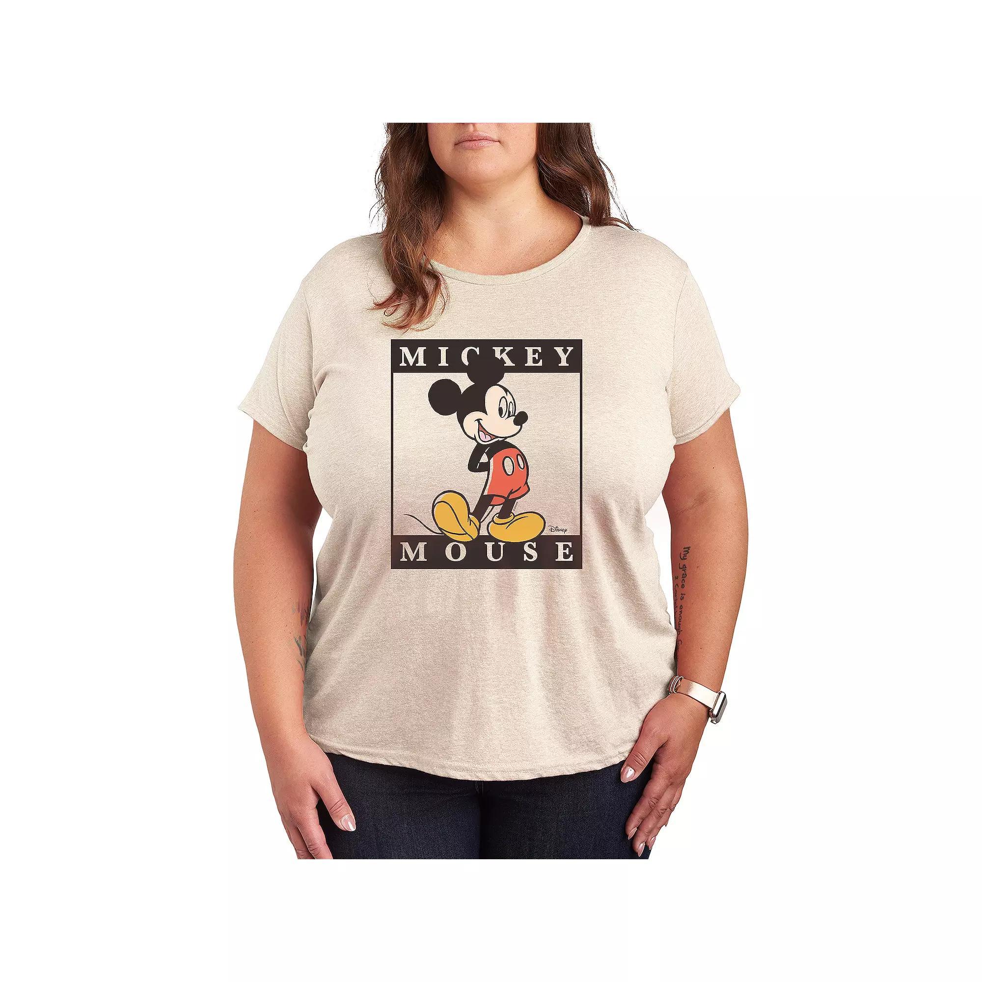 Disney's Mickey Mouse Plus Type Block Graphic Tee, Women's, Size: 4XL, Beige Product Image