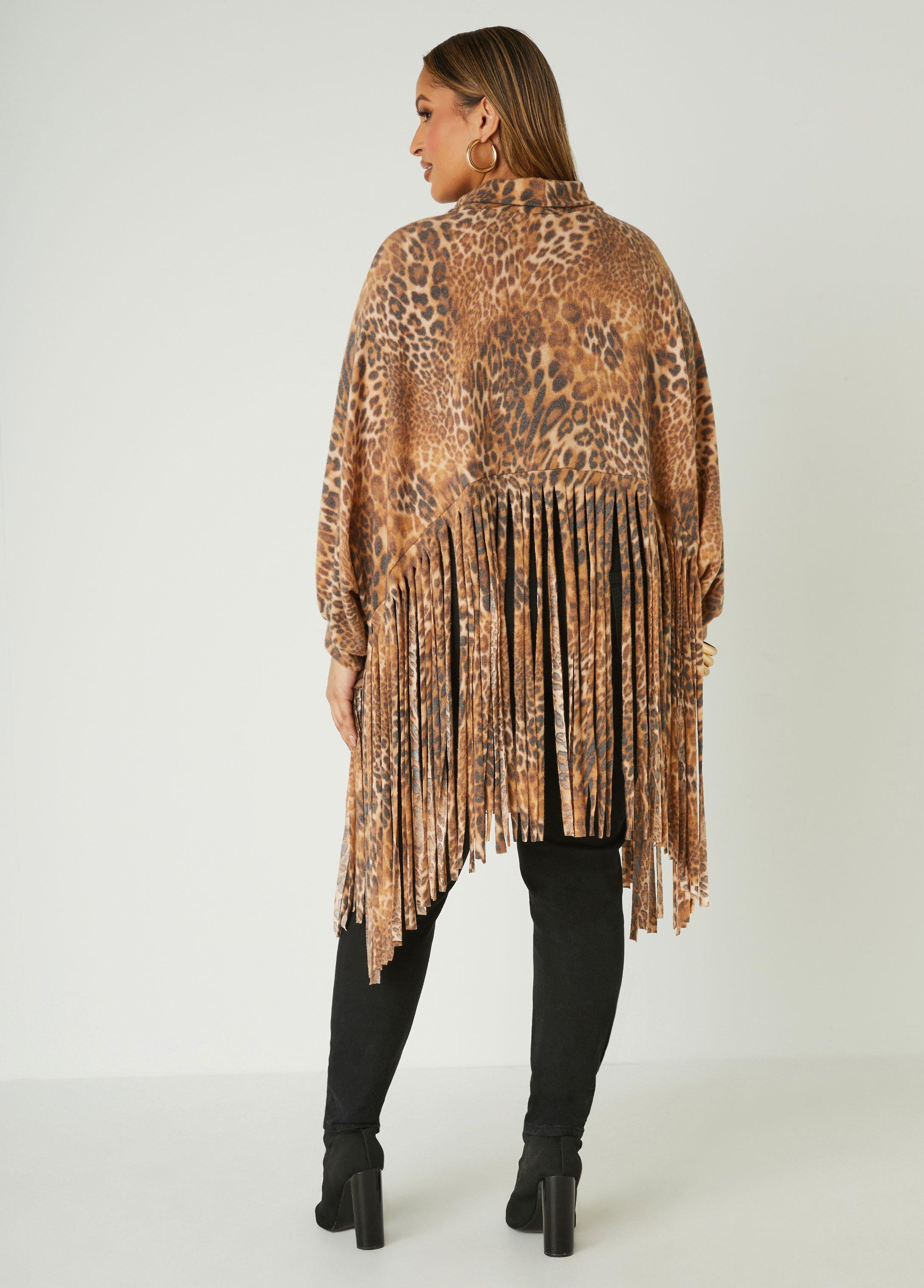 Fringed Animal Print Top Product Image