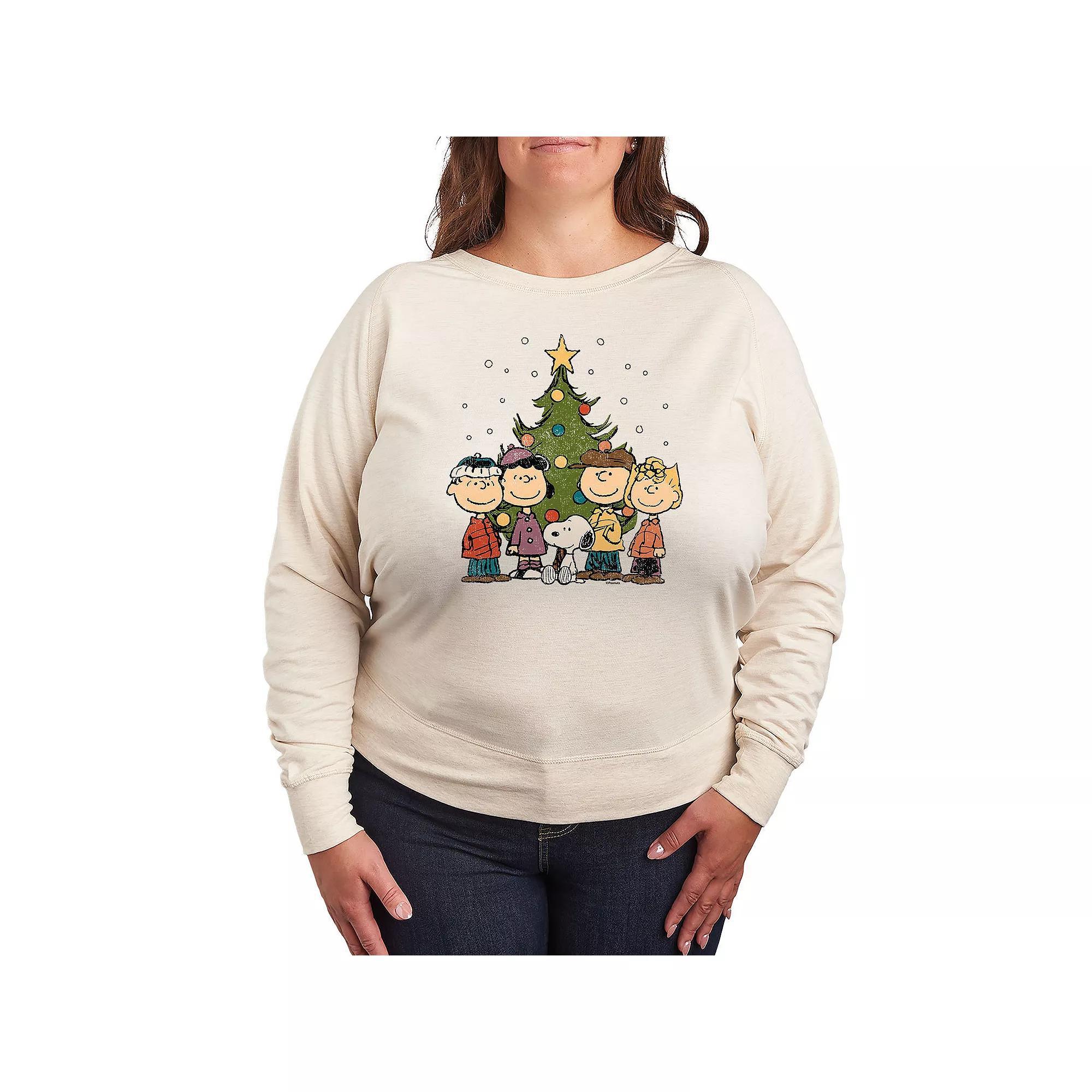 Women's Peanuts Christmas Group French Terry Long Sleeve Tee,  Product Image