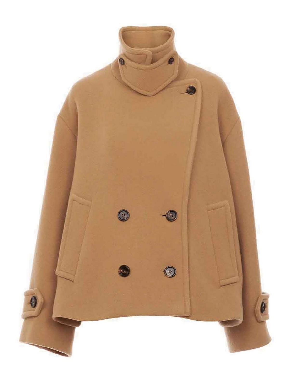 CHLOÉ Double-breasted Wool Jacket In Nude & Neutrals Product Image