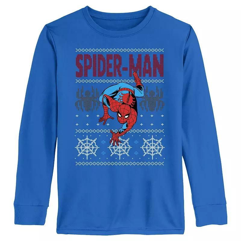 Boys 4-7 Spider-Man Christmas Sweater Long Sleeve Graphic Tee, Boys Product Image