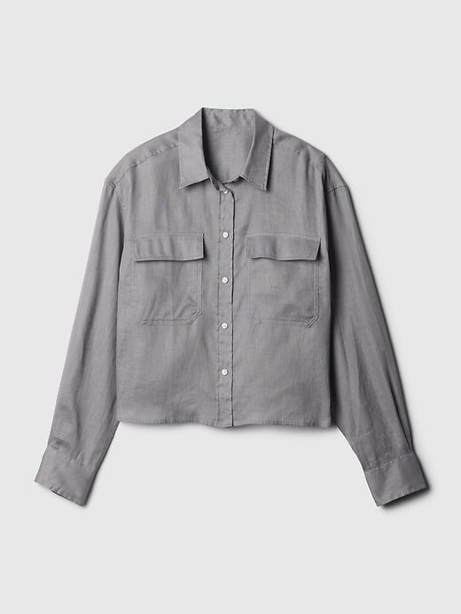 100% Linen Cropped Shirt Product Image