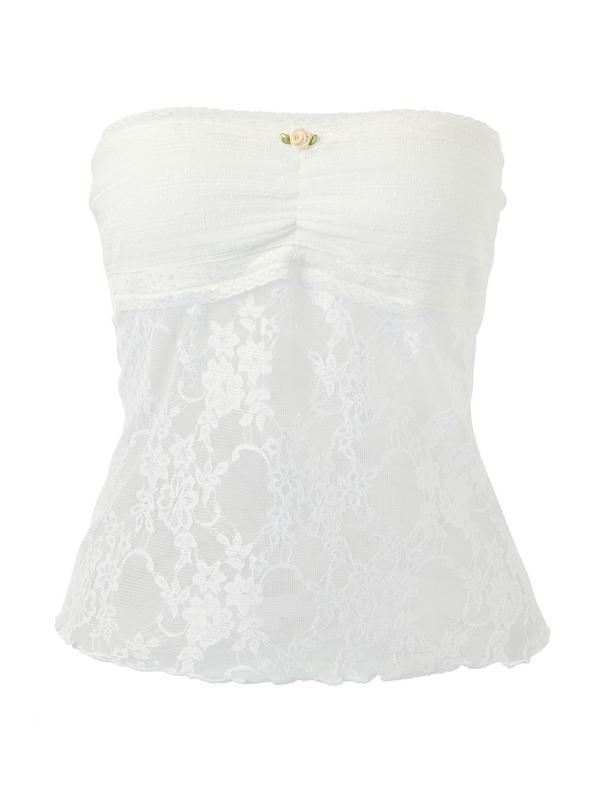 Lace Stitching Bandeau Top Product Image