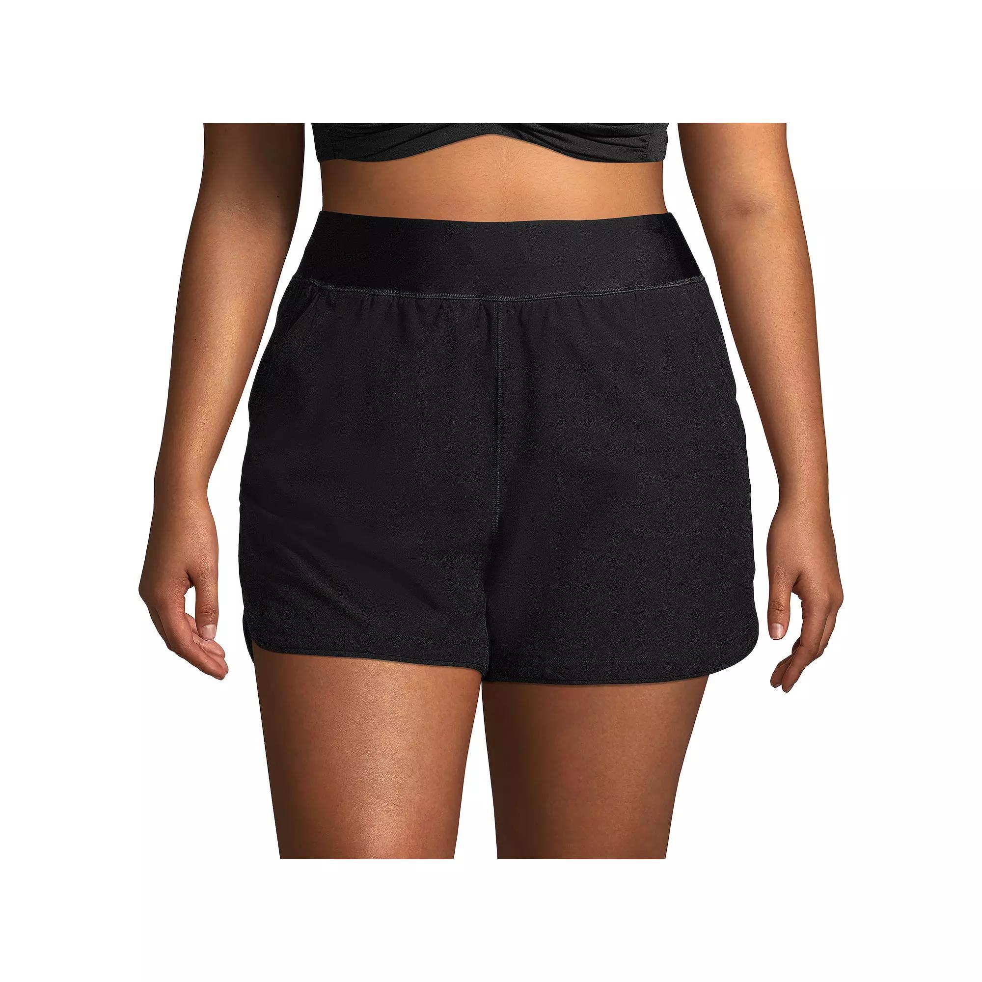 Plus Size Lands' End 5" Quick Dry Swim Shorts With Panty, Women's, Size: 18 W, Black Product Image