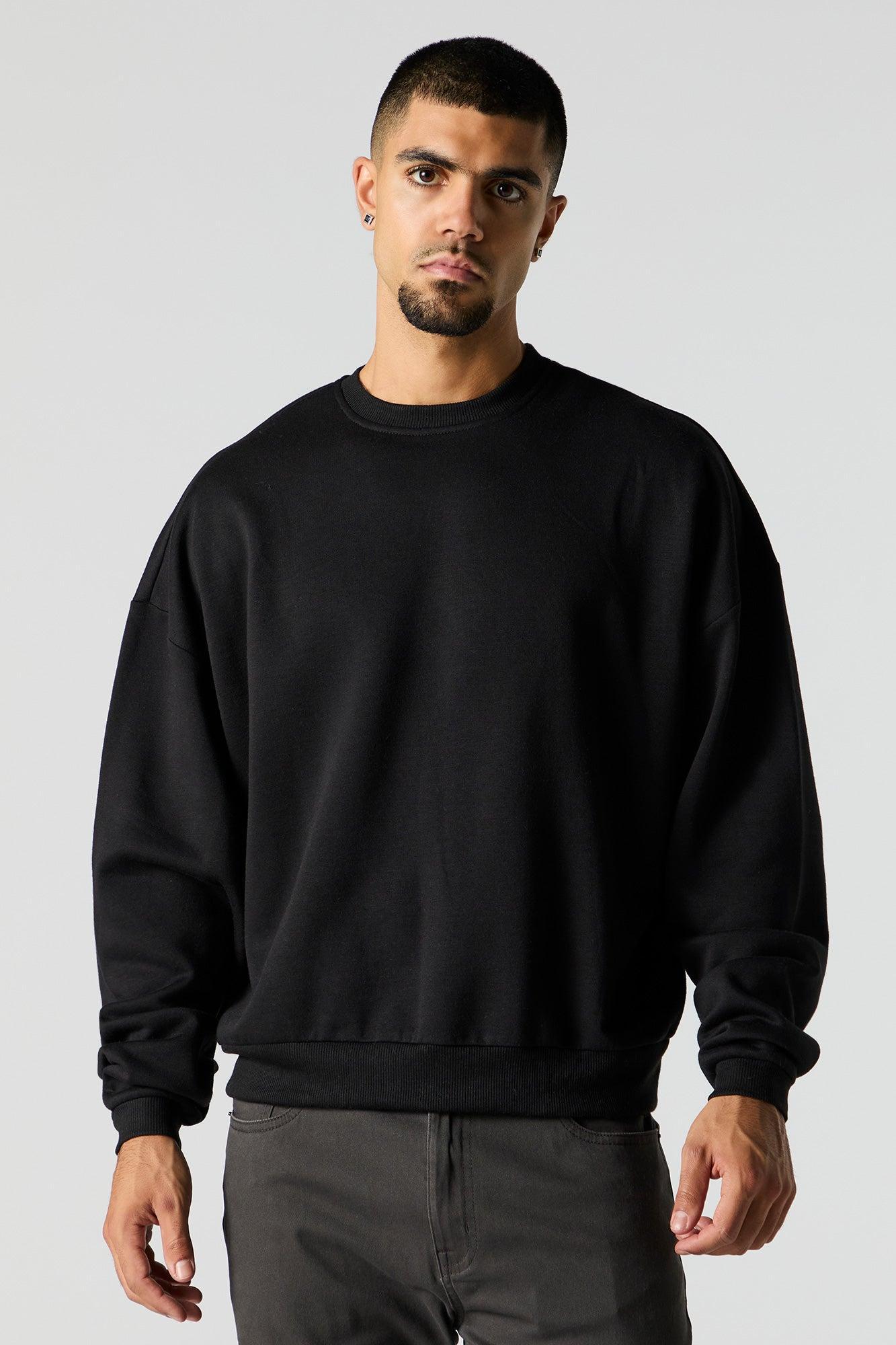 Boxy Crewneck Fleece Sweatshirt Male Product Image