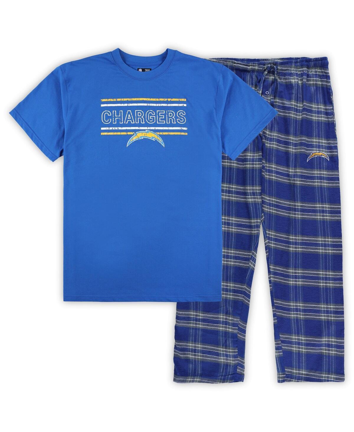 Mens Concepts Sport Powder Blue/Gray Los Angeles Chargers Big & Tall Flannel Sleep Set Product Image