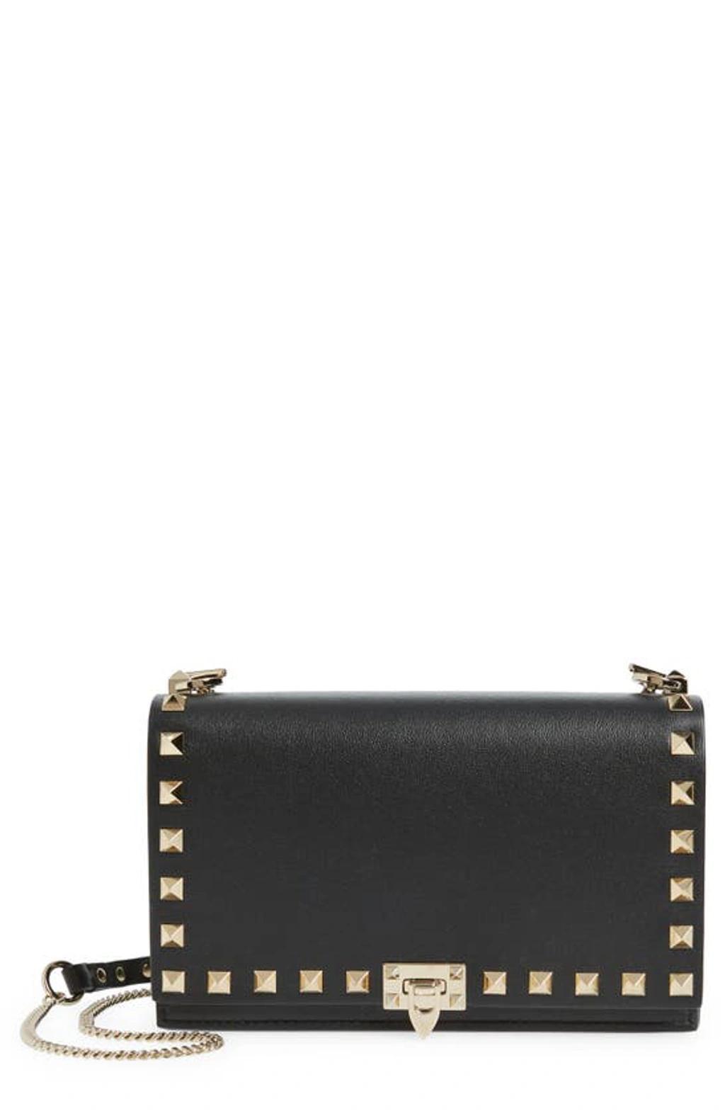 VALENTINO GARAVANI Rockstud Grainy Leather Crossbody In Black Product Image