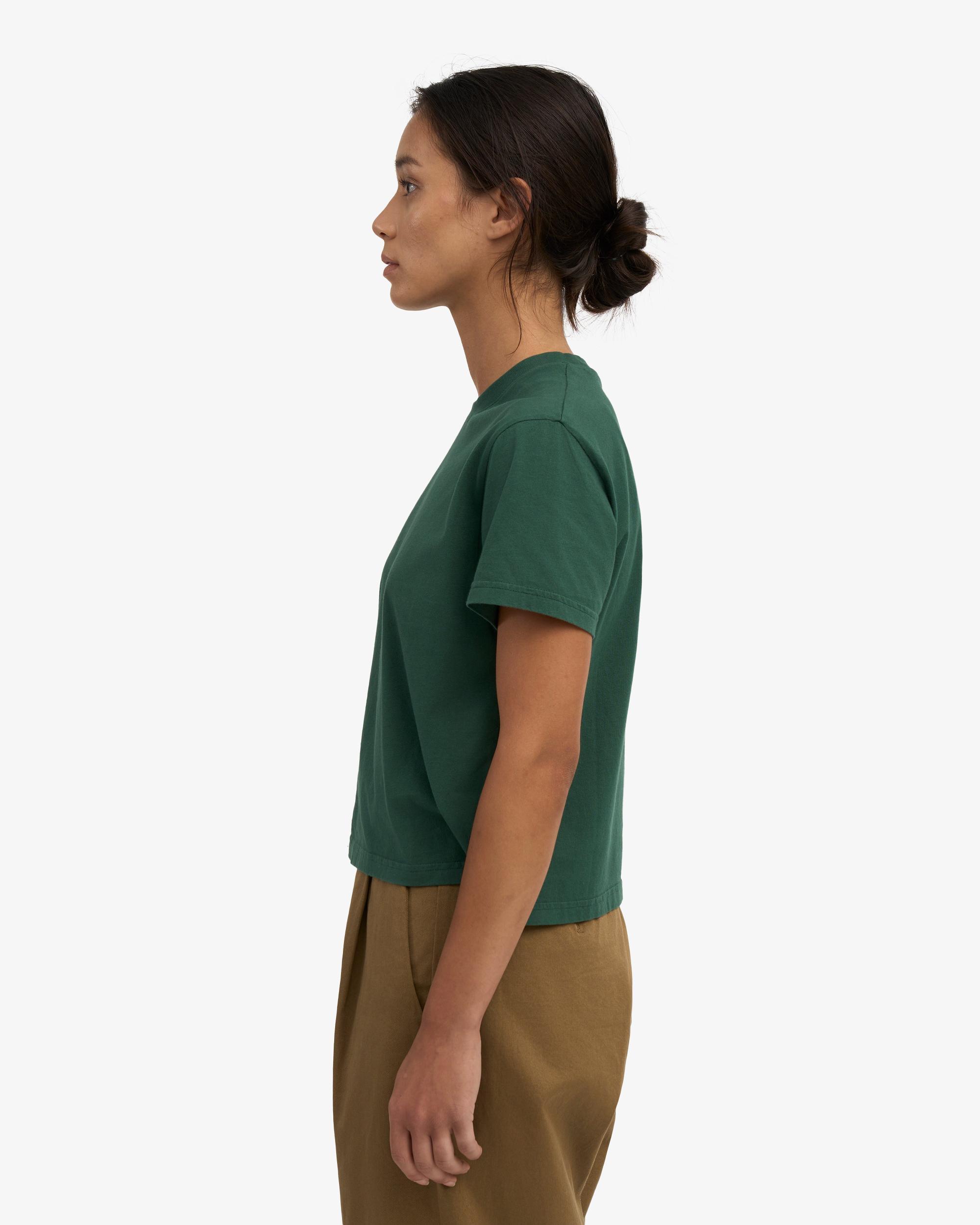 Organic Boxy Crop Tee - Petrol Blue Product Image