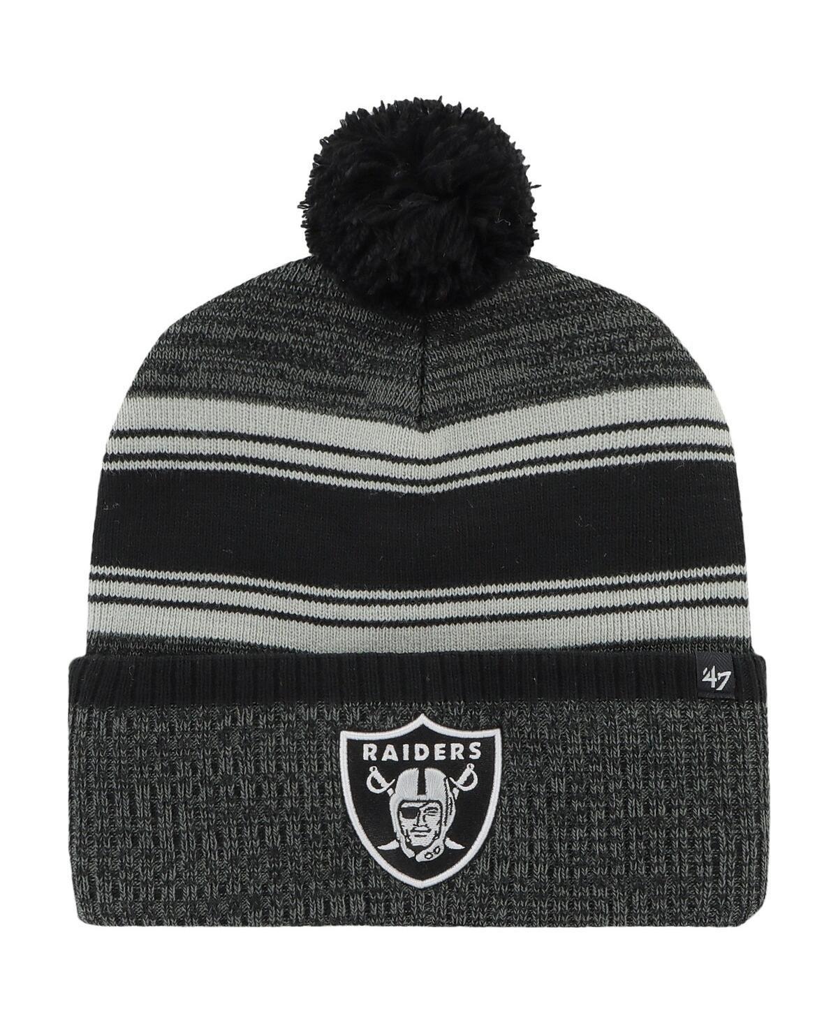 Mens 47 Brand Black Las Vegas Raiders Fadeout Cuffed Knit Hat with Pom Product Image