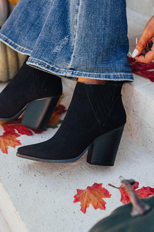 The Celine Faux Suede Bootie In Black Product Image