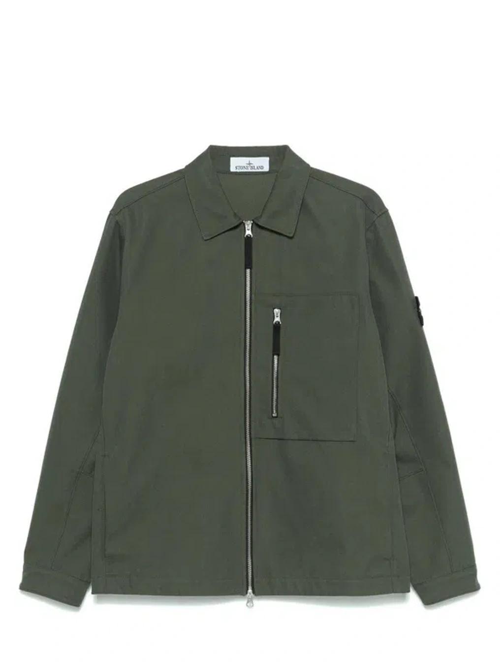 STONE ISLAND Stretch-cotton Shirt Jacket In Moosgrün Product Image