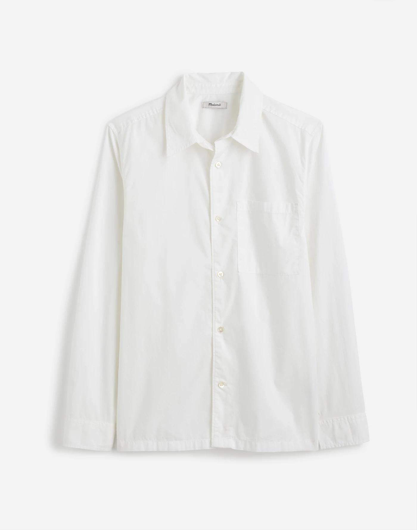 Straight-Hem Cotton Button-Up Shirt Product Image