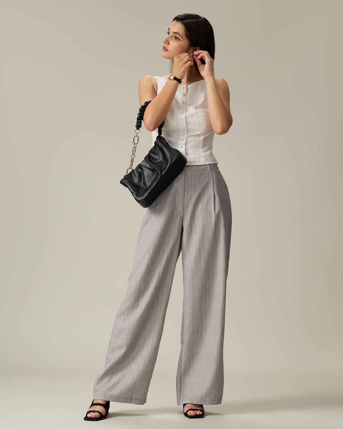 Khaki Striped Pocket Pants Product Image