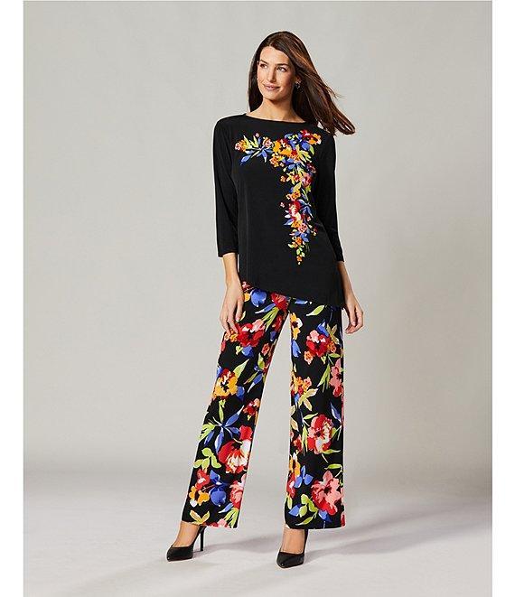 Slim Factor by Investments Spring Bloom Print No Waist Straight Leg Pants Product Image