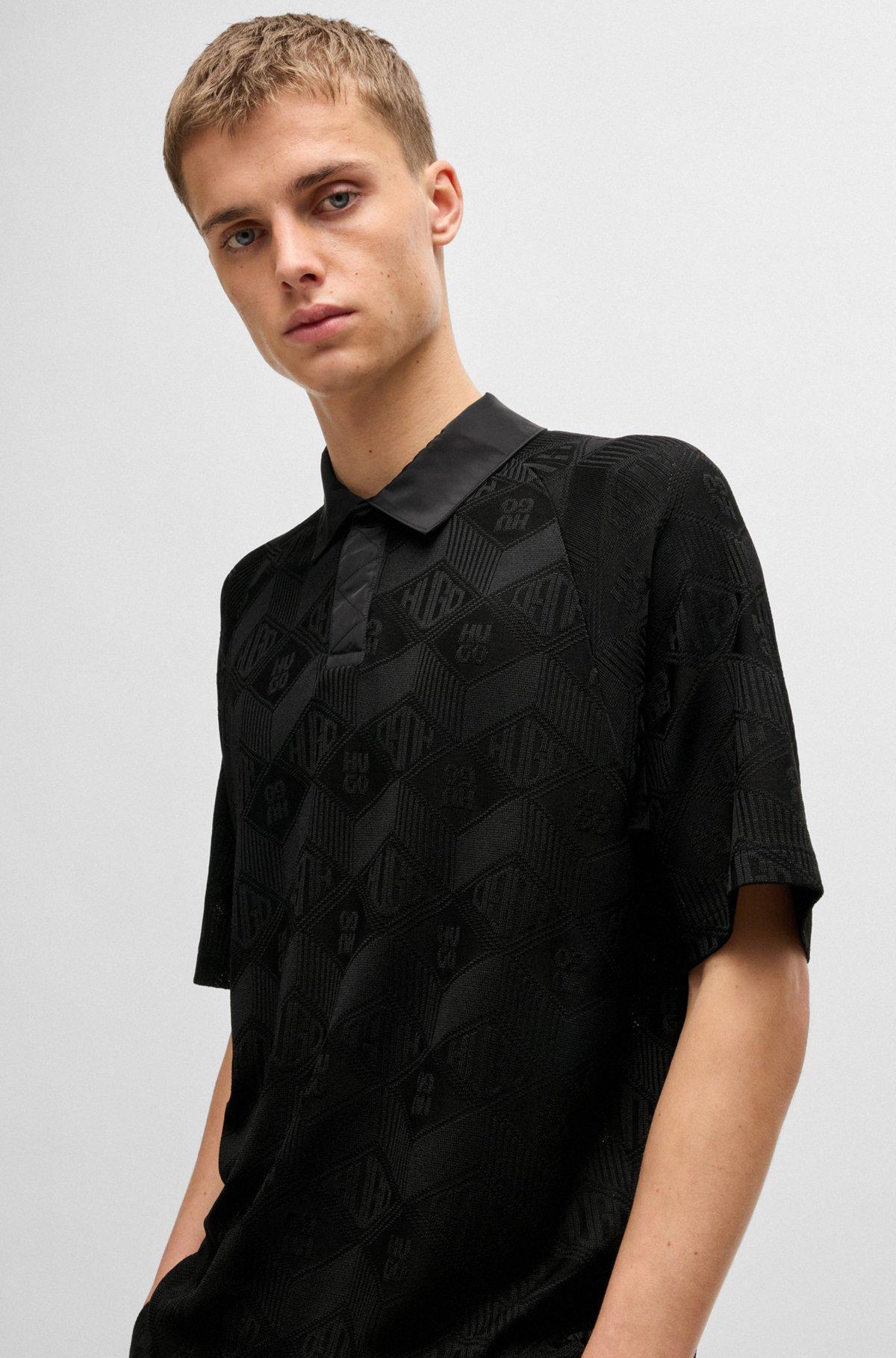 Logo-pattern polo shirt with contrast placket Product Image