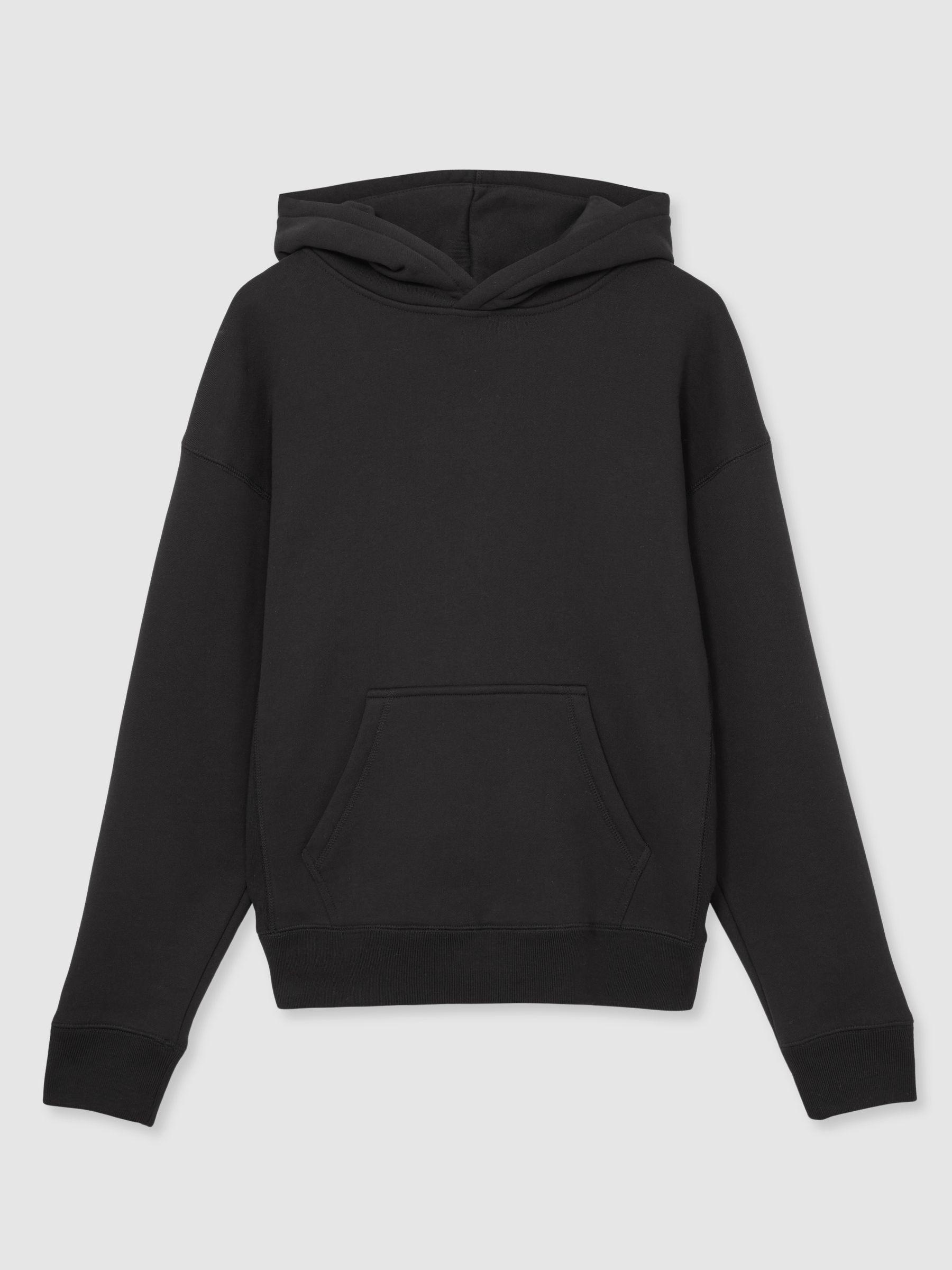 Cotton Fleece-Back Hoodie in Black Product Image