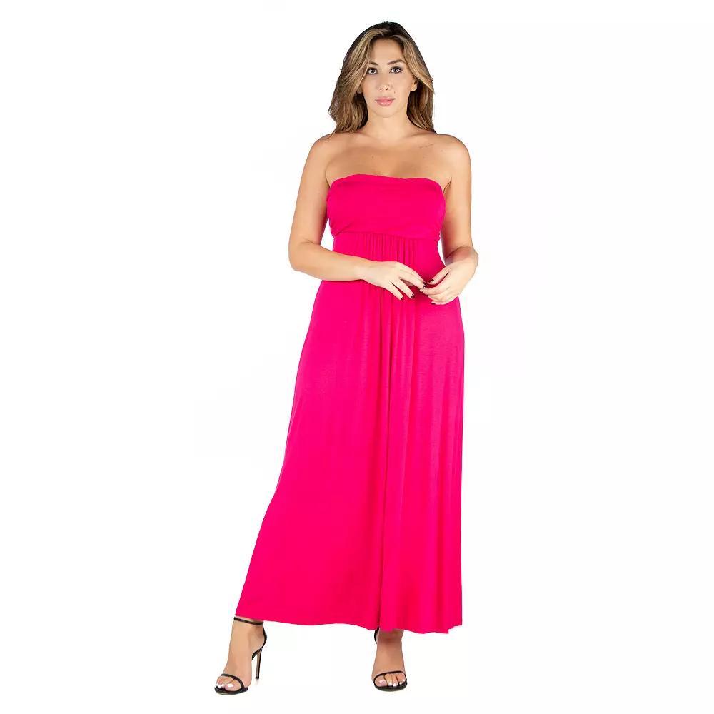 Plus Size 24seven Comfort Apparel Strapless Maxi Dress, Women's, Size: 3XL, Pink Product Image