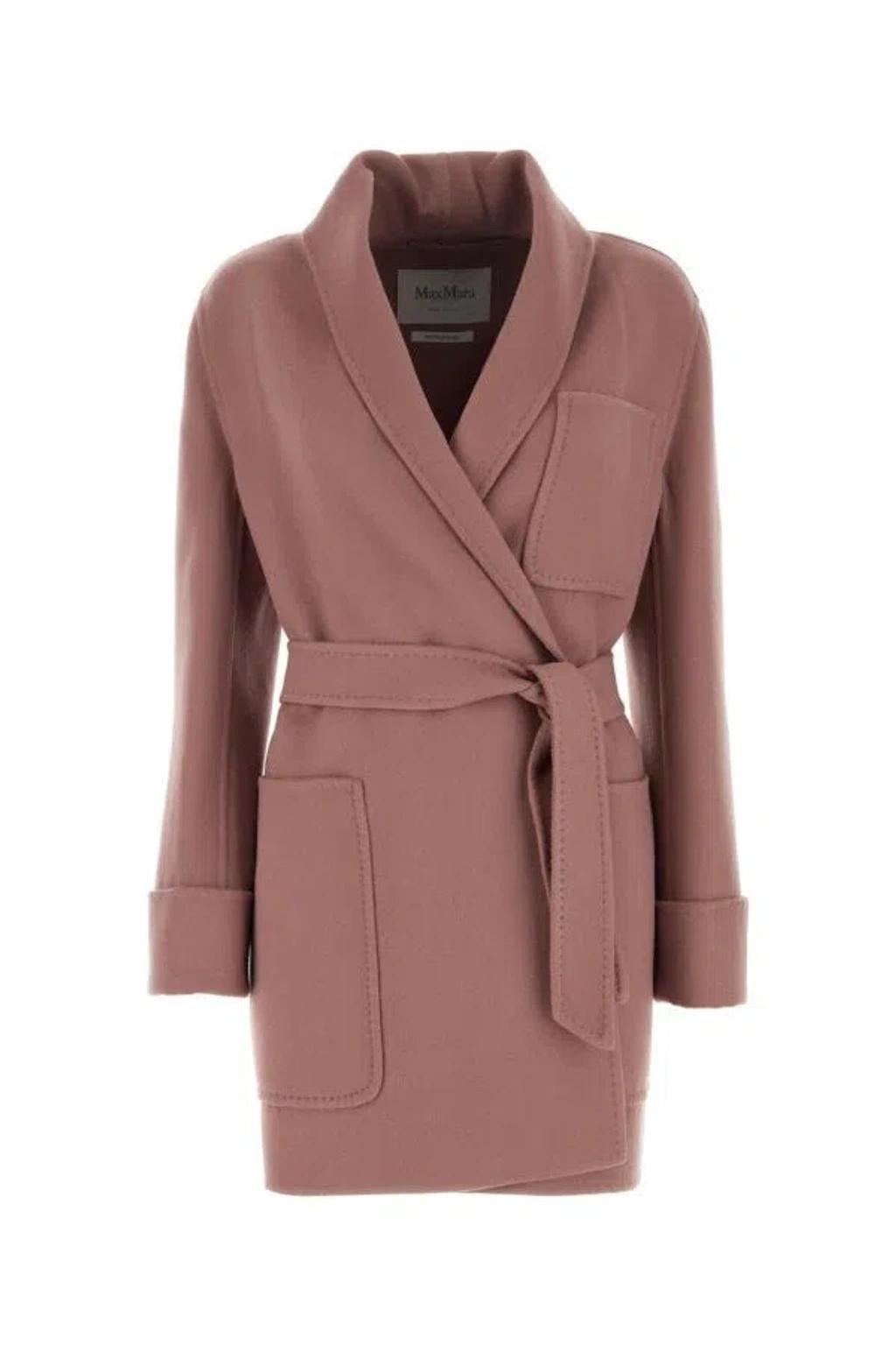 MAX MARA Antiqued Pink Wool Blend Coat Product Image