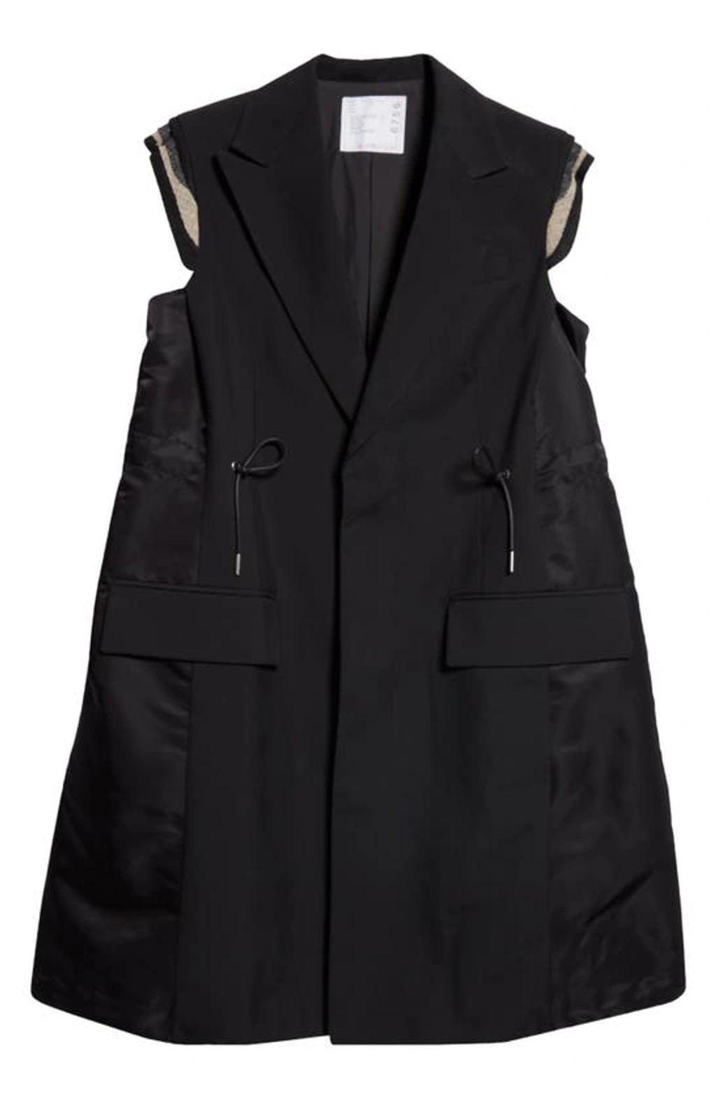 SACAI Womens Black Drawstring-waist Toggle-hem Woven Vest Product Image