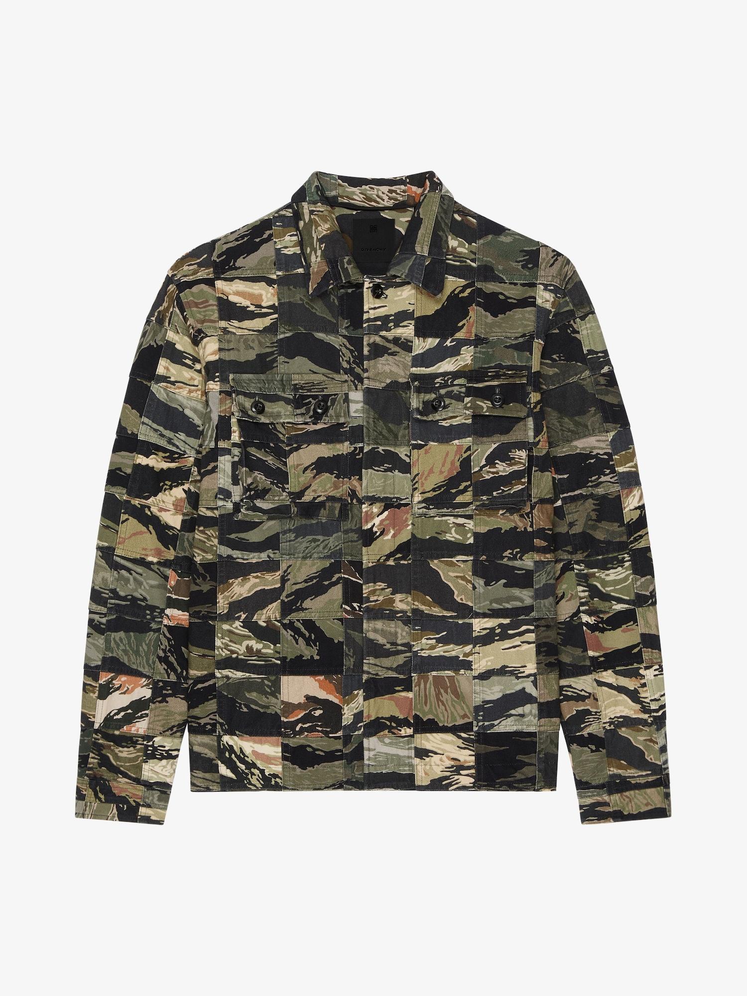 Patchwork shirt in cotton with camo print Product Image