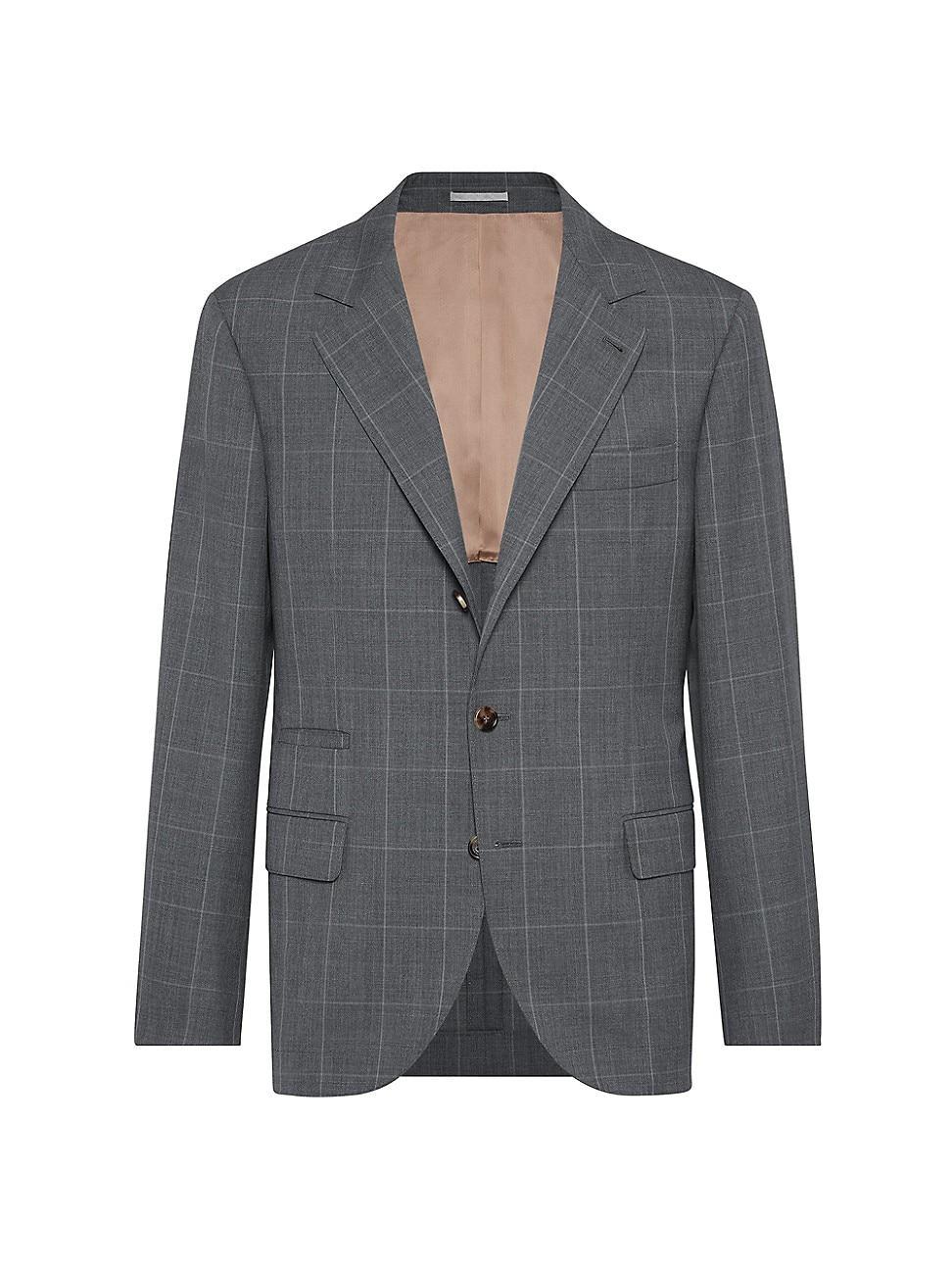 Mens Super 120s Virgin Wool Overcheck Jacket Product Image